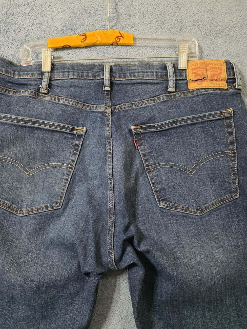 Levi's Jeans 502 Men's 38x32 Regular Taper Fit Stretch Blue Dark Wash